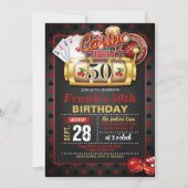 Casino 50th Birthday Invitation Kaart (Voorkant)