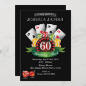 Casino 60e verjaardag uitnodiging - elke leeftijd (Voorkant / Achterkant)