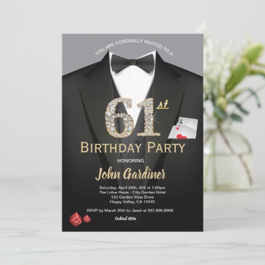 Casino 61e verjaardag van de uitnodiging tot het i (Staand voorkant)