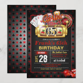 Casino 65th Birthday Invitation Kaart (Voorkant / Achterkant)