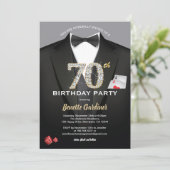 Casino 70ste verjaardag. Zwart en goud Kaart (Staand voorkant)