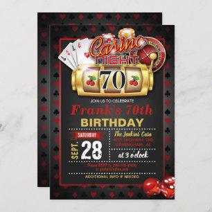 Casino 70th Birthday Invitation Kaart