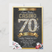 Casino 70th Gold Diamond Birthday Invitation Kaart (Voorkant)