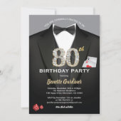 Casino 80ste verjaardag. Zwart en goud Kaart (Voorkant)