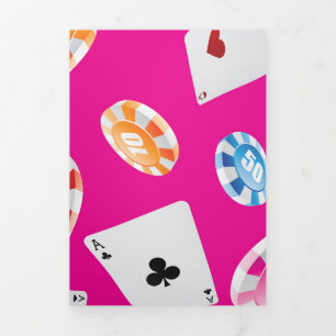 Casino, accessoires voor games 7 drieluik wenskaart