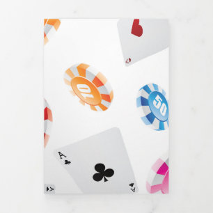 Casino, accessoires voor games drieluik wenskaart