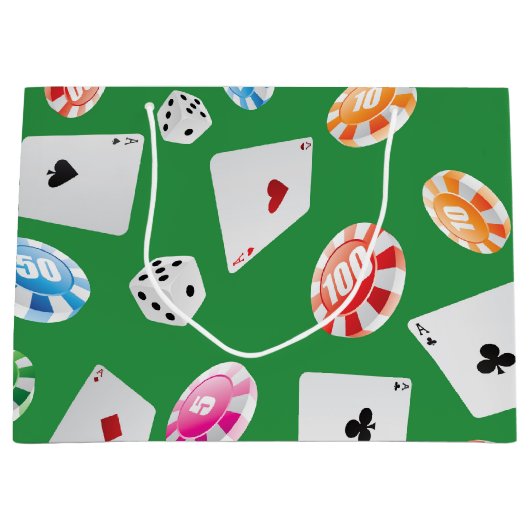 Casino, accessoires voor games patroon 4 groot cadeauzakje (Voorkant)