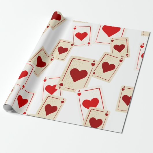 Casino Ace of Hearts Gift Wrapping Paper Cadeaupapier (Uitgerold)