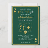 Casino avond groen gouden verjaardag kaart (Voorkant)