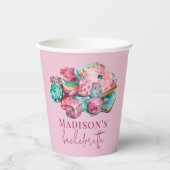 Casino Bachelorette Gepersonaliseerde Waterverf Ro Papieren Bekers (Voorkant)