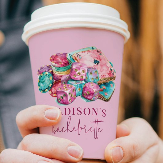 Casino Bachelorette Gepersonaliseerde Waterverf Ro Papieren Bekers