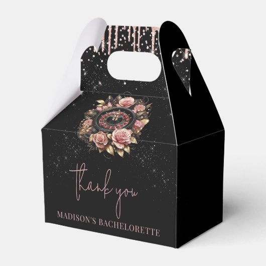 Casino Bachelorette Luxe zwart roze goud Bedankdoosjes (Voorkant Zijde)