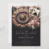 Casino Bachelorette Luxe zwart roze goud Kaart (Voorkant)