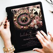 Casino Bachelorette Luxe zwart roze goud Kaart
