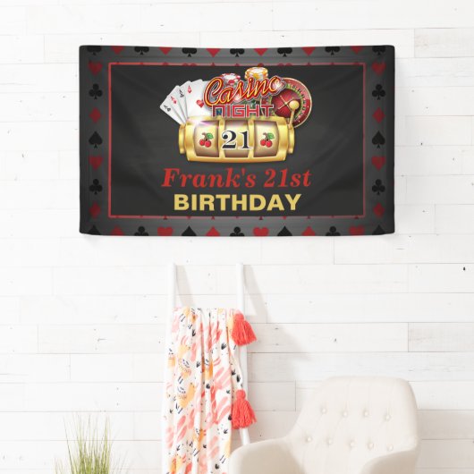 Casino Birthday Banner - 21ste verjaardag (Insitu)