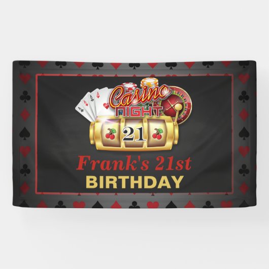 Casino Birthday Banner - 21ste verjaardag (Horizontaal)
