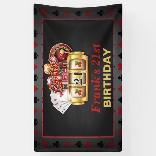 Casino Birthday Banner - 21ste verjaardag (Verticaal)