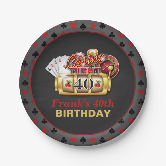 Casino Birthday Bord - 40e verjaardag (Voorkant)