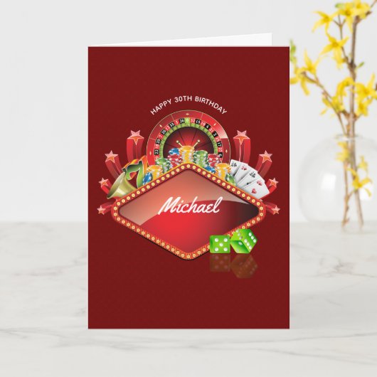 Casino Birthday Greeting Kaart (Gele Bloem)