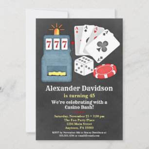Casino Birthday Invitation Poker Gambling Vegas Kaart