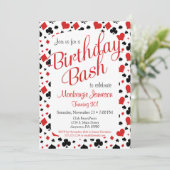 Casino Birthday Invitation Poker Vegas Game Party Kaart (Staand voorkant)