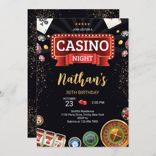 Casino Birthday Kaart (Voorkant / Achterkant)