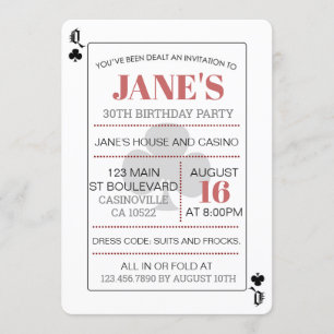 Casino Birthday, koningin van Clubs Poker die kaar Kaart