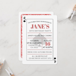 Casino Birthday, koningin van de Spades Poker-spee Kaart
