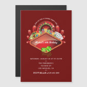 Casino Birthday Party Magnetische Uitnodiging (Voorkant / Achterkant)