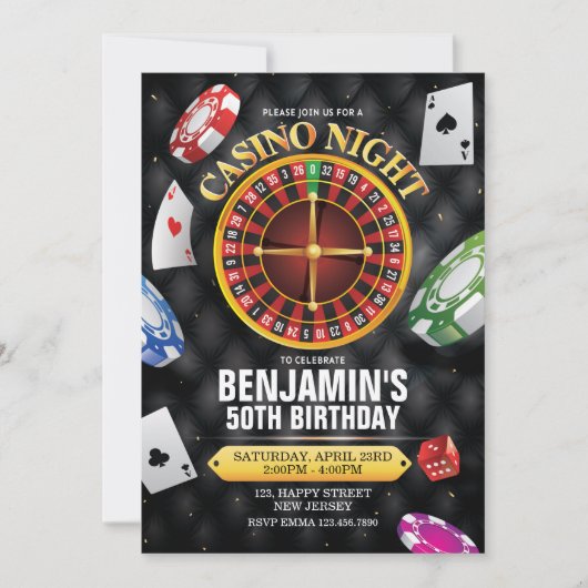 Casino Birthday Uitnodiging - elke leeftijd (Voorkant)