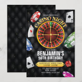 Casino Birthday Uitnodiging - elke leeftijd (Voorkant / Achterkant)