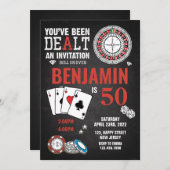 Casino Birthday Uitnodiging - elke leeftijd (Voorkant / Achterkant)