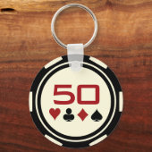 Casino Black Off White Poker Chip Monogram Sleutelhanger (Achterkant)