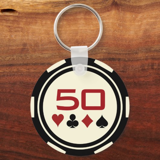 Casino Black Off White Poker Chip Monogram Sleutelhanger (Achterkant)