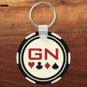 Casino Black Off White Poker Chip Monogram Sleutelhanger (Voorkant)