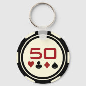 Casino Black Off White Poker Chip Monogram Sleutelhanger (Achterkant)