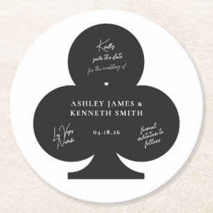 Casino Bruiloft Bewaar de datum Ronde Kartonnen Onderzetter