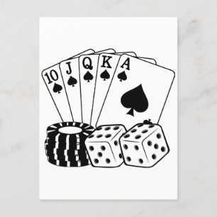 Casino Cards Dice Poker Chips Art  Briefkaart