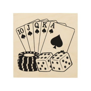 Casino Cards Dice Poker Chips Art Hout Afdruk