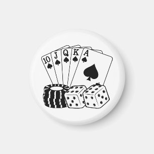 Casino Cards Dice Poker Chips Art Magneet