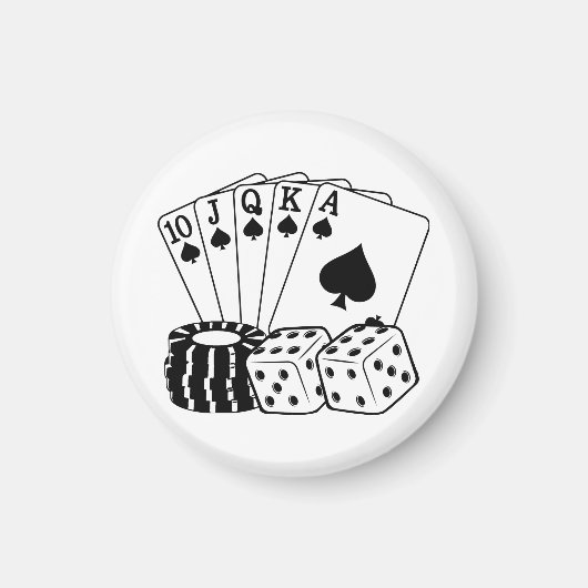 Casino Cards Dice Poker Chips Art Magneet (Voorkant)