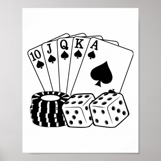 Casino Cards Dice Poker Chips Art Poster (Voorkant)