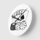 Casino Cards Dice Poker Chips Art Ronde Klok (Hoek)