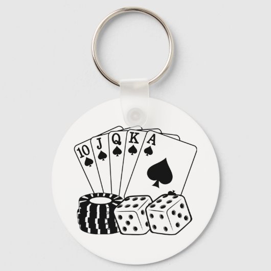 Casino Cards Dice Poker Chips Art Sleutelhanger (Voorkant)