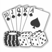 Casino Cards Dice Poker Chips Art Sticker (Voorkant)