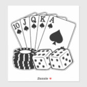 Casino Cards Dice Poker Chips Art Sticker (Vel)