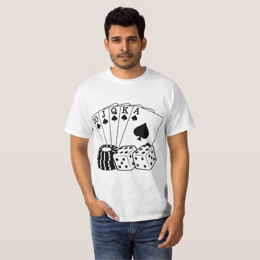 Casino Cards Dice Poker Chips Art T-shirt (Voorkant volledig)