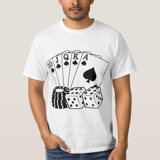 Casino Cards Dice Poker Chips Art T-shirt (Voorkant)
