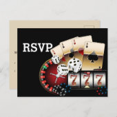 casino, casinonacht, Briefkaart RSVP (Voorkant / Achterkant)