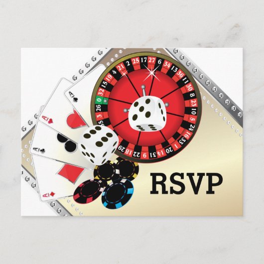 casino, casinonacht, Briefkaart RSVP (Voorkant)